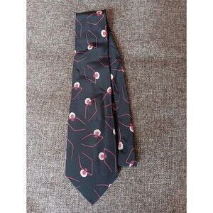 Austin Grey Tie 70s 80s 90s Y2K Silk Black  Red Beige Floral 3.5 Wide 57 Long